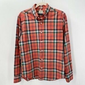 J Crew Men's Sz Medium Slim Fit 100% Cotton Plaid Long Sleeve Button Down Shirt